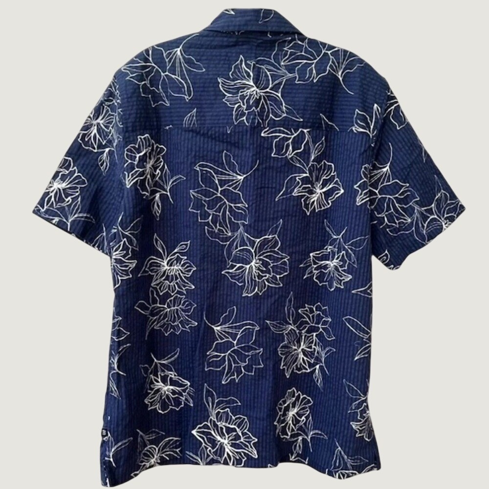 GAP Mens Floral Seersucker Button Down Shirt Medium Blue Short Sleeve NWT - Picture 3 of 7